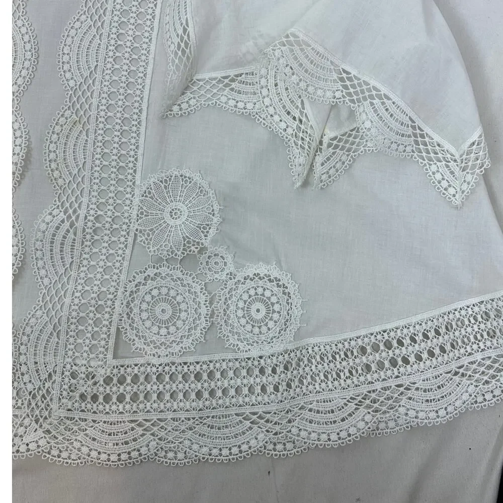 Gottex Women's White Crochet Lace Long Sleeve Swim Suit Cover Up Size Medium